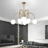 Sputnik Multi Light White Ball Glass Shade Pendant Lights Gold Black Curved Linear Chandelier
