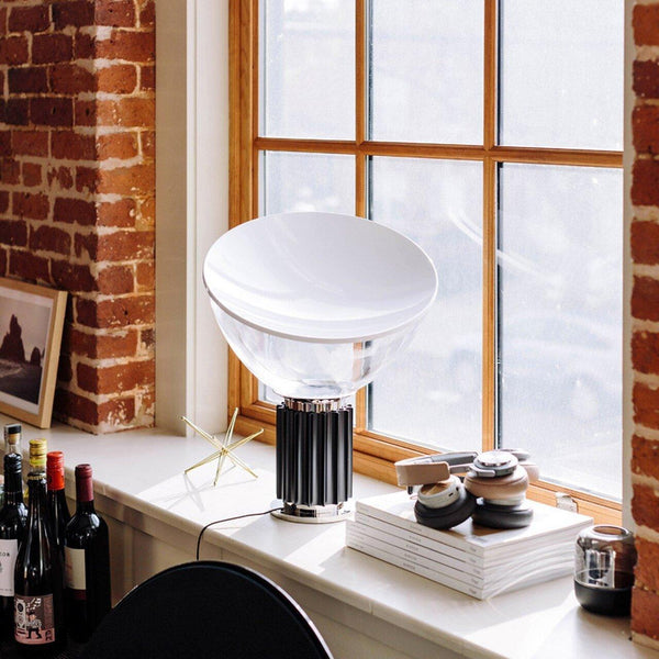 clear glass radar table lamp metal base for bedroom living room
