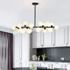 Modern Gold Kitchen Island Light 16 Light Linear Iron Global Glass Ceiling Lights Fixture 48W 110V Hardwired Indoor