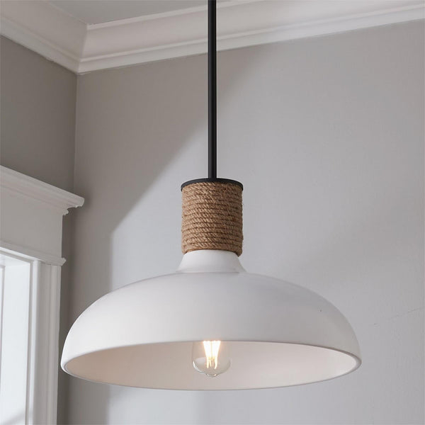 coastal white metal hemp rope dome pendant lamp