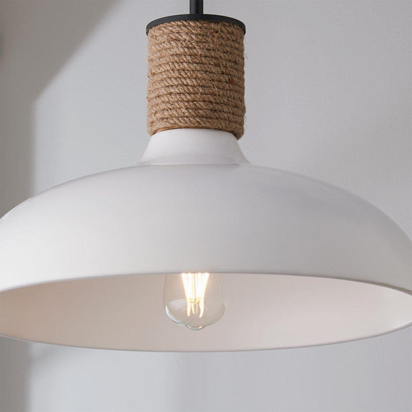 coastal white metal hemp rope dome pendant lamp