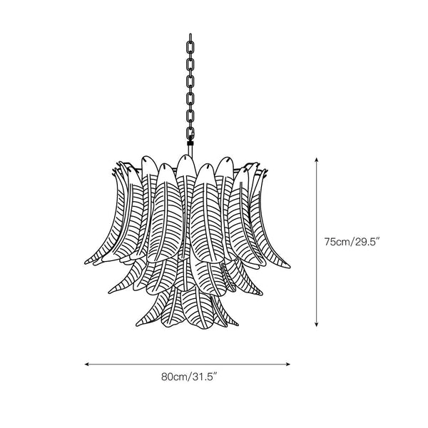 contemporary amber glass leaf chandelier
