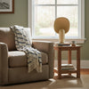 contemporary beige pink resin round table lamp