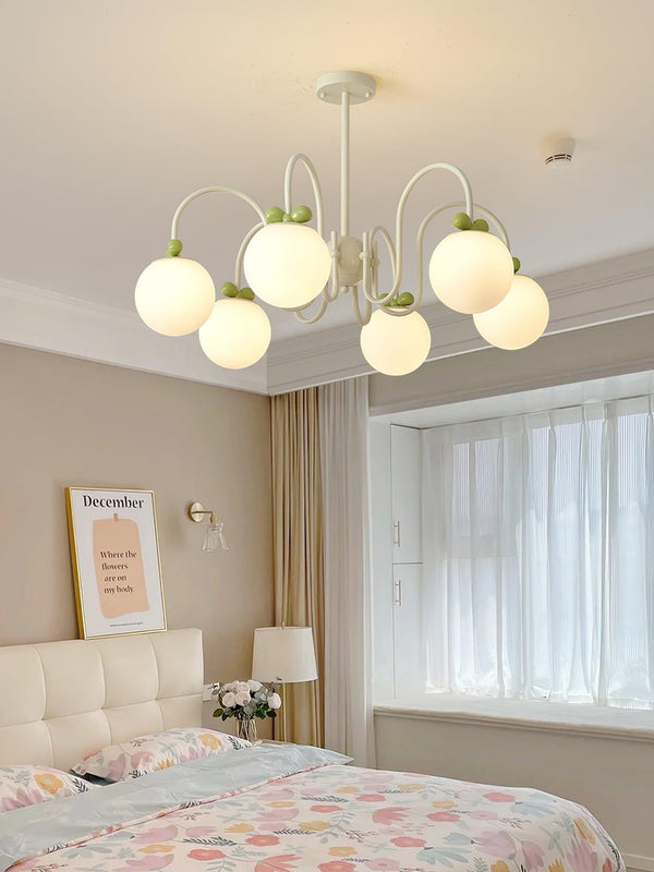 contemporary cream glass bow chandelier