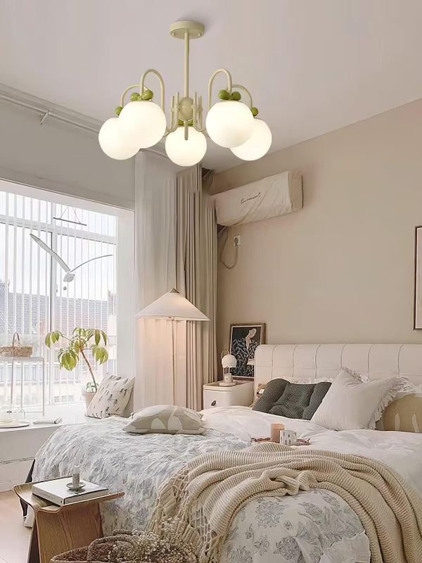 contemporary cream glass bow chandelier