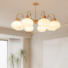 cream glass persimmon chandelier gold wood dining room