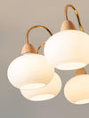 cream glass persimmon chandelier gold wood dining room