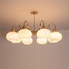 cream glass persimmon chandelier gold wood dining room