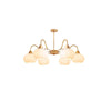 cream glass persimmon chandelier gold wood dining room