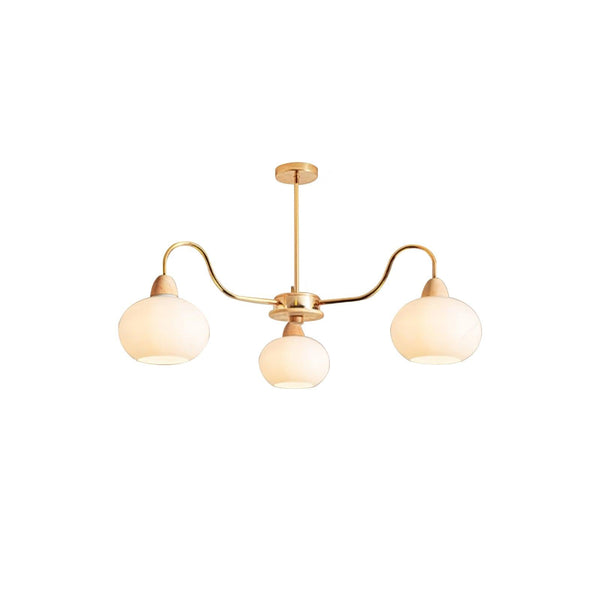 cream glass persimmon chandelier gold wood dining room
