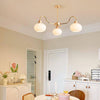 cream glass persimmon chandelier gold wood dining room