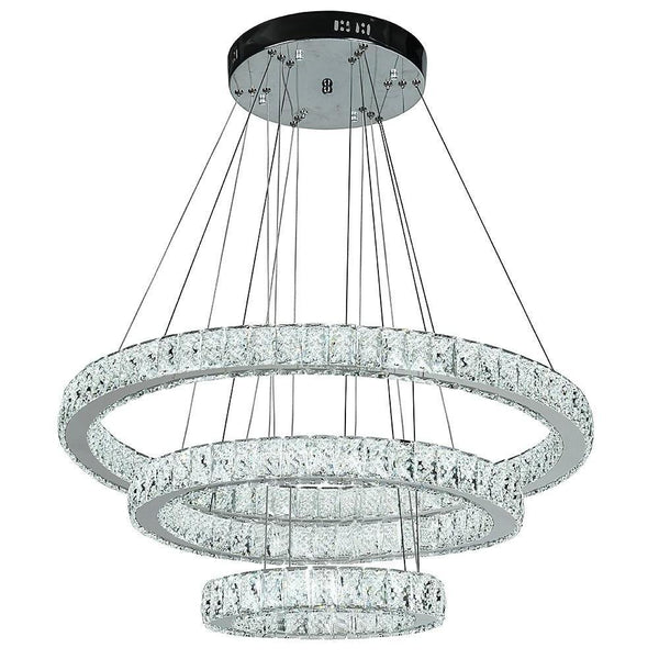 Modern 3 Tiers Circles Suspended Chandelier With Crystal Accents