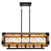 Rustic Industrial Linear Chandelier For Dining Rooms Farmhouse Rectangular Square Light Fixture