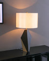fabric shade table lamp gold black for bedside reading nook