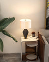 fabric shade table lamp gold black for bedside reading nook