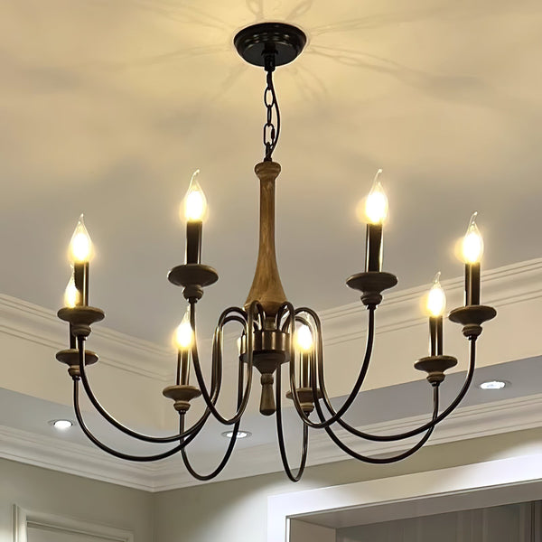 farmhouse black wood iron chandelier