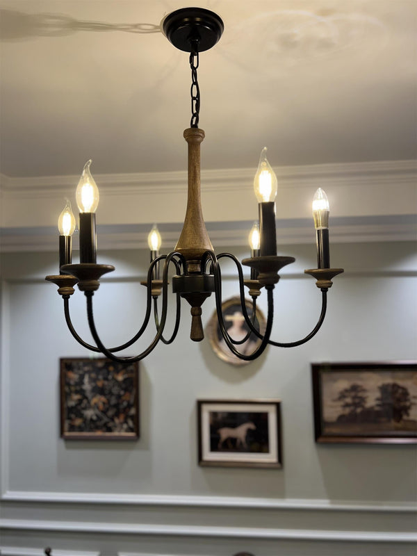 farmhouse black wood iron chandelier