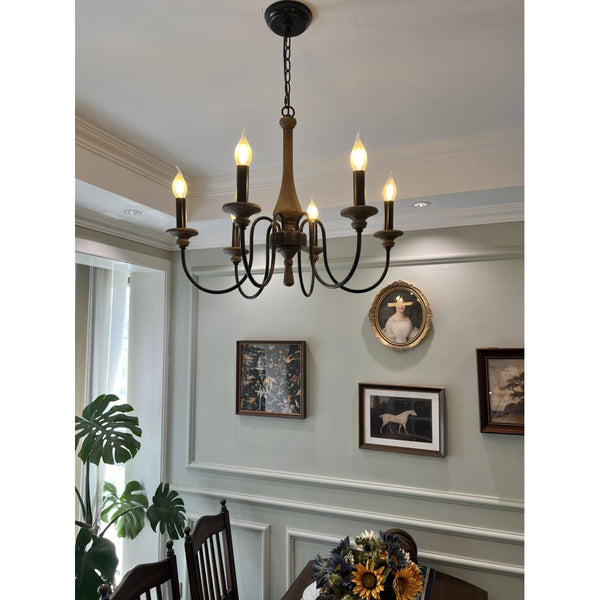 farmhouse black wood iron chandelier