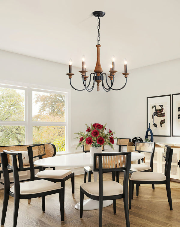 farmhouse black wood iron chandelier