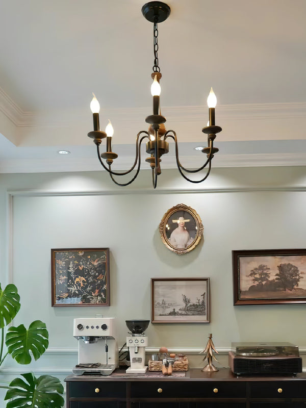 farmhouse black wood iron chandelier