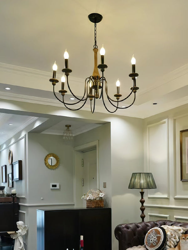 farmhouse black wood iron chandelier