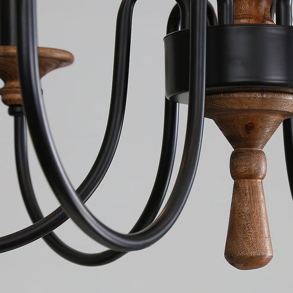 farmhouse black wood iron chandelier