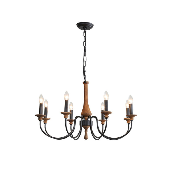 farmhouse black wood iron chandelier