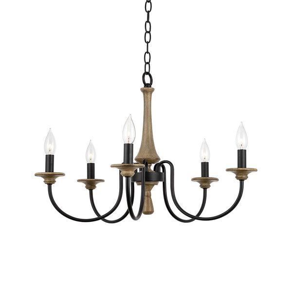 farmhouse black wood iron chandelier