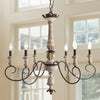 farmhouse distressed white wood 6 light chandelier