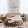 farmhouse distressed white wood 6 light chandelier