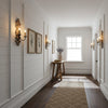 farmhouse distressed white wood fabric wall sconce