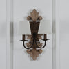 farmhouse distressed white wood fabric wall sconce