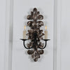 farmhouse distressed white wood fabric wall sconce
