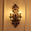 farmhouse distressed white wood fabric wall sconce