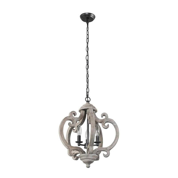 farmhouse weathered white wood 3 light pendant lamp