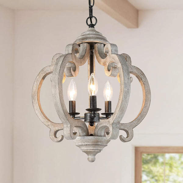 farmhouse weathered white wood 3 light pendant lamp