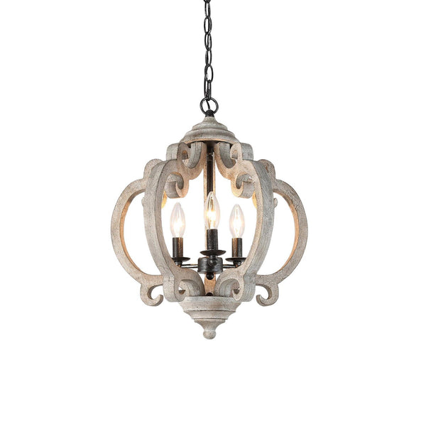 farmhouse weathered white wood 3 light pendant lamp