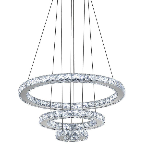 3 Ring Adjustable Circles Tiered Crystal Bling Hanging Modern Chandeliers