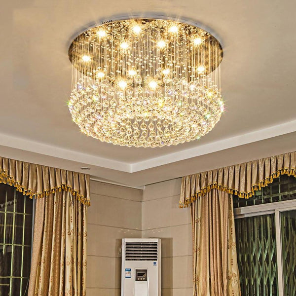 Glass Cicles Crystal Led Chandelier Drum Flush Mount Chandelier