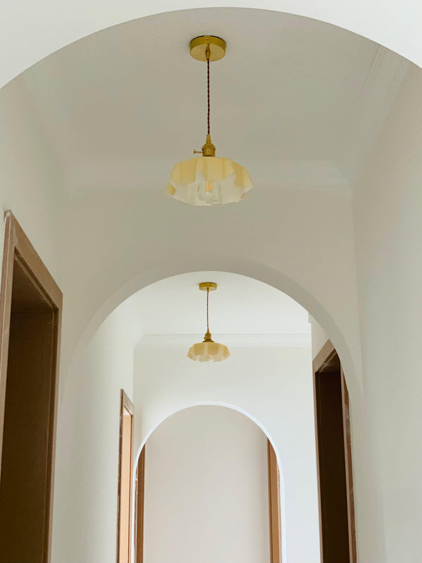 french ceramic flower pendant light brass for dining room bedroom
