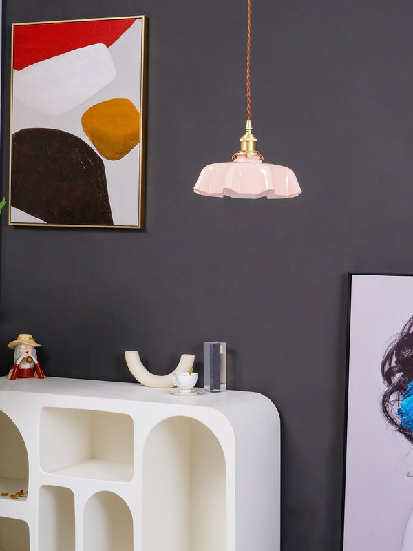french ceramic flower pendant light brass for dining room bedroom