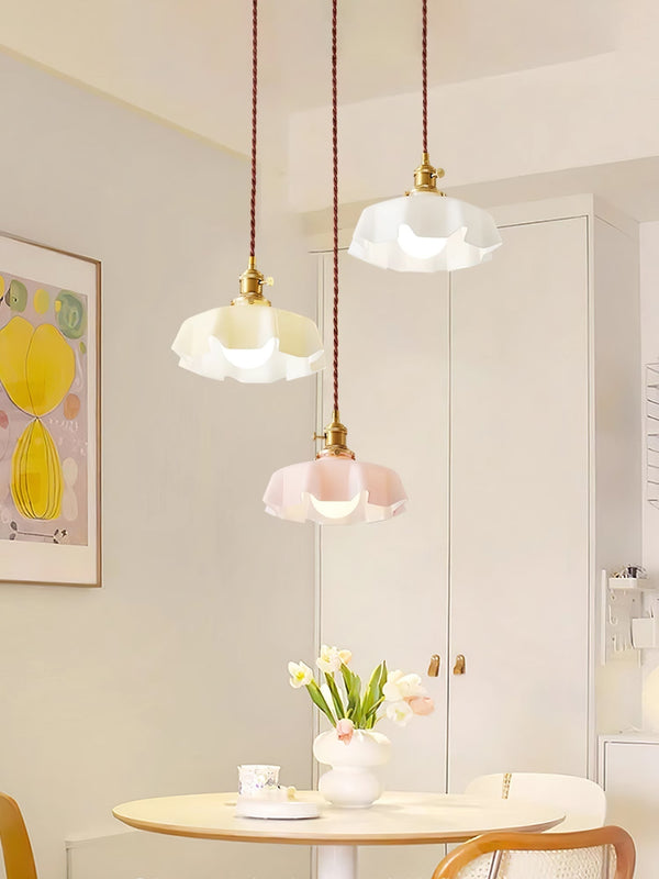 french ceramic flower pendant light brass for dining room bedroom