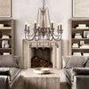 Rustic Farmhouse Wood Bead Chandelier With Teardrops Candle Style Lights