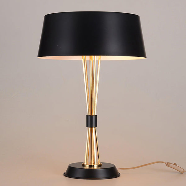geometric metal table lamp gold black white for desk bedside