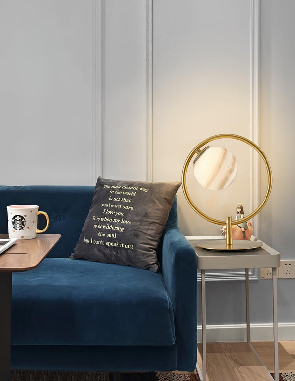 gold blue glass table lamp for bedroom and living room