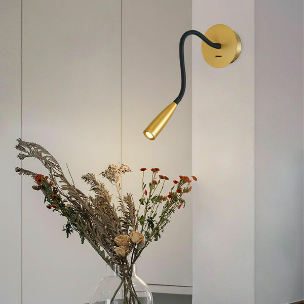 gold flexible hose led wall sconce set of 2