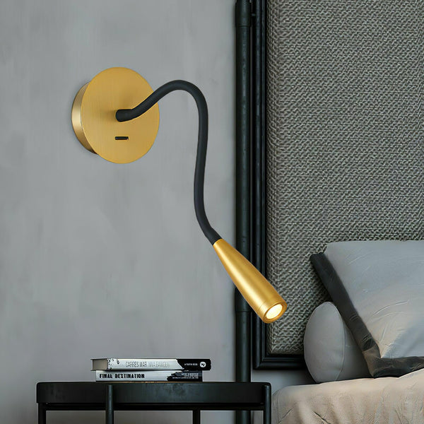 gold flexible hose led wall sconce set of 2