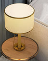 gold iron table lamp white fabric drum shade bedroom living room