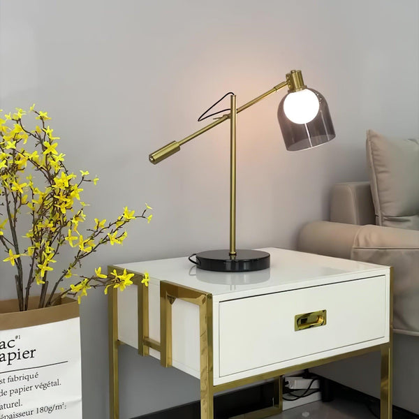 gold metal glass marble table lamp for bedroom and living room