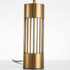 gold metal table lamp white fabric drum shade bedroom living room